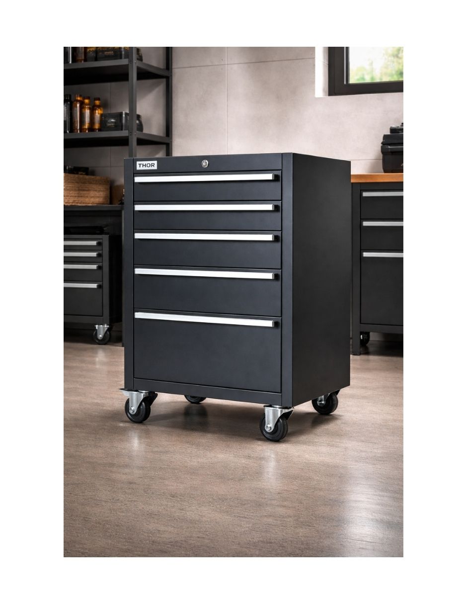 GABINETE DE HERRAMIENTAS THOR 5 COMPARTIMENTOS NEGRO HTC2405PC
