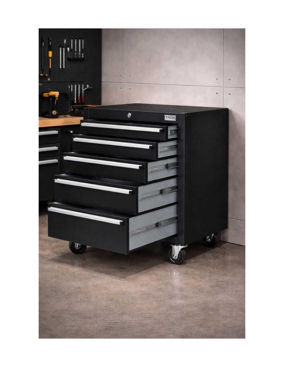 GABINETE DE HERRAMIENTAS THOR 5 COMPARTIMENTOS NEGRO HTC2405PC