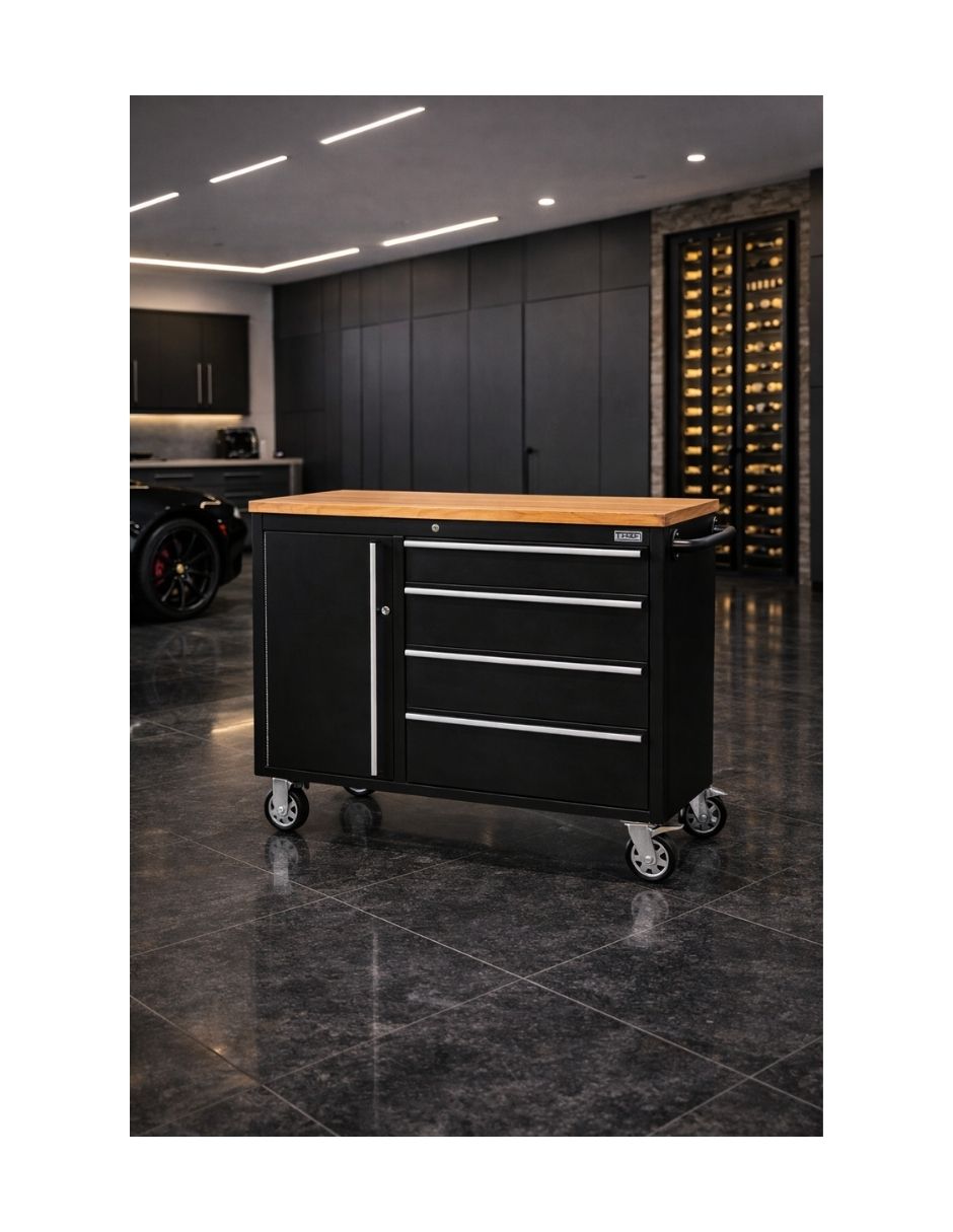 GABINETE DE HERRAMIENTAS DE 48 CON 4 CAJONES COLOR NEGRO HTC4804PC