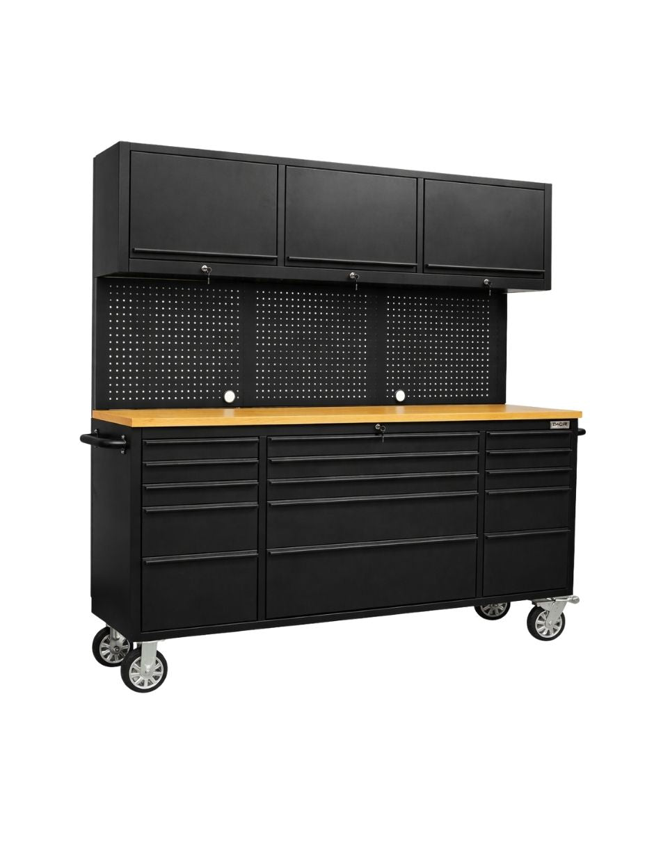 GABINETE DE ACERO INOXIDABLE PARA HERRAMIENTAS 18 CAJONES INCLUYE SUPERIORES HTC7218PC