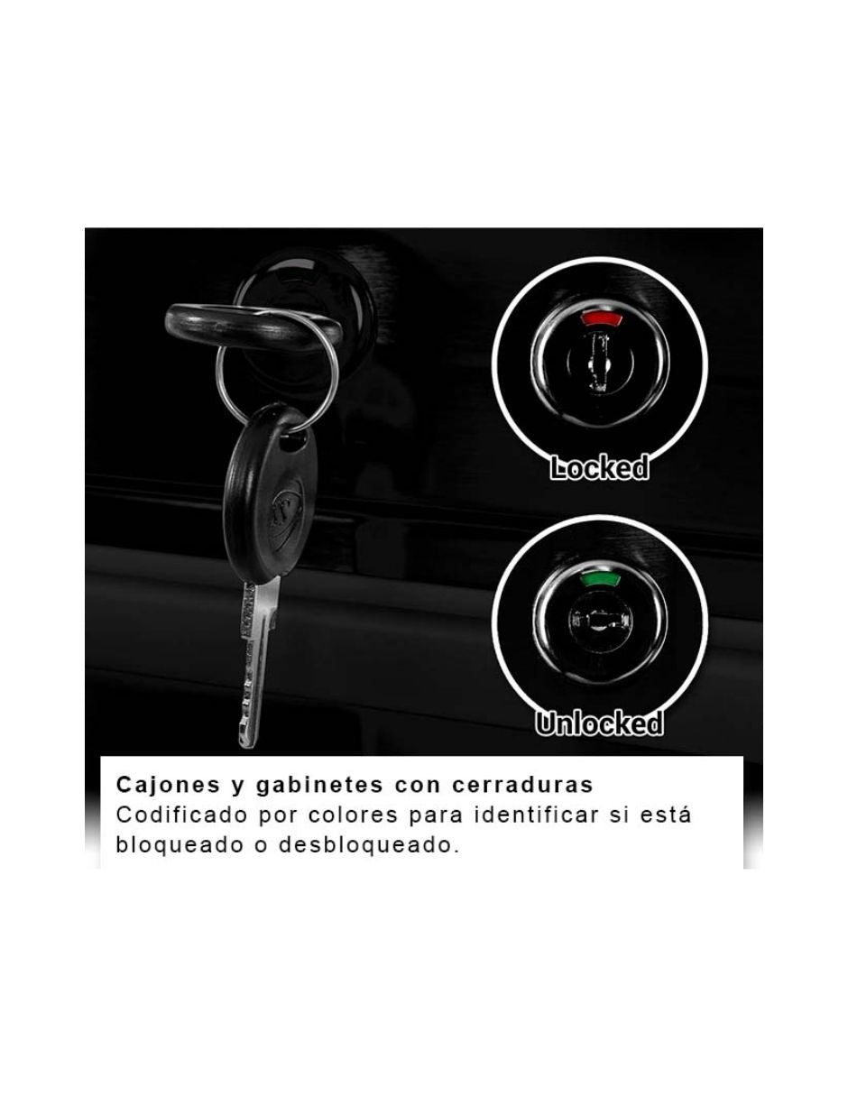 GABINETE DE ACERO INOXIDABLE PARA HERRAMIENTAS 18 CAJONES INCLUYE SUPERIORES HTC7218PC