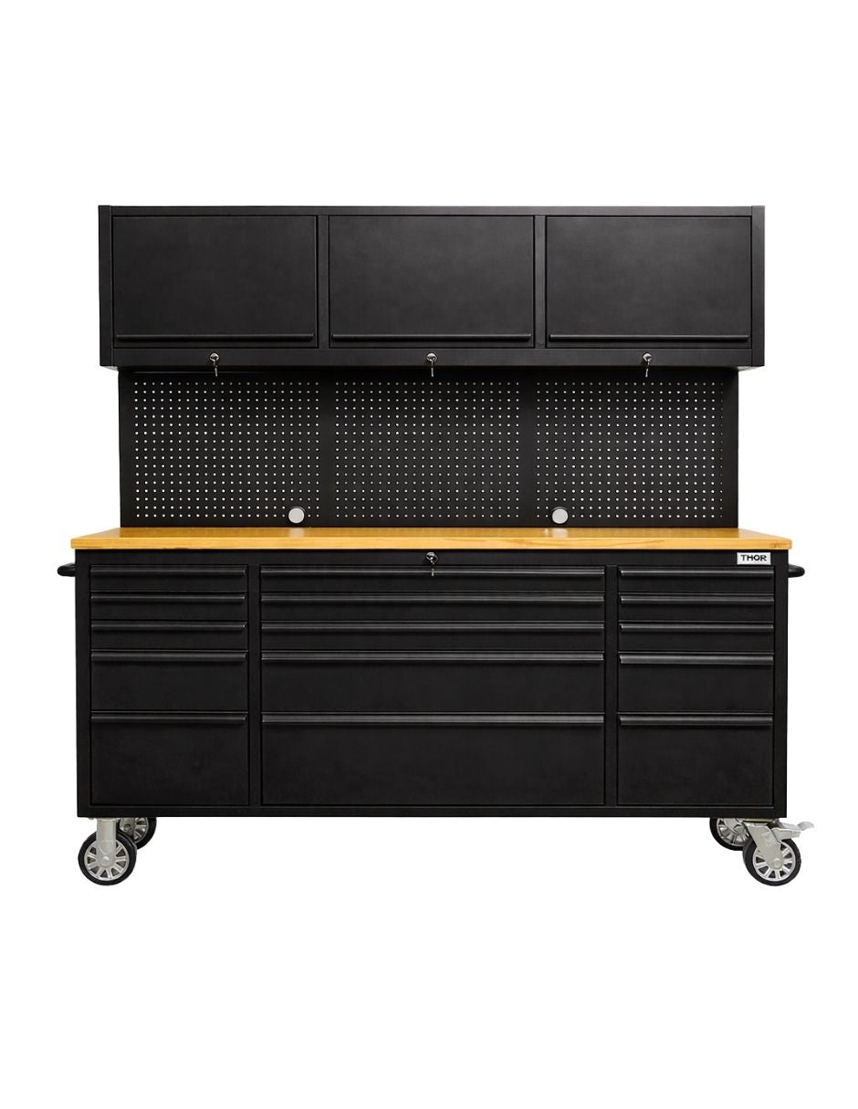 GABINETE DE ACERO INOXIDABLE PARA HERRAMIENTAS 18 CAJONES INCLUYE SUPERIORES HTC7218PC