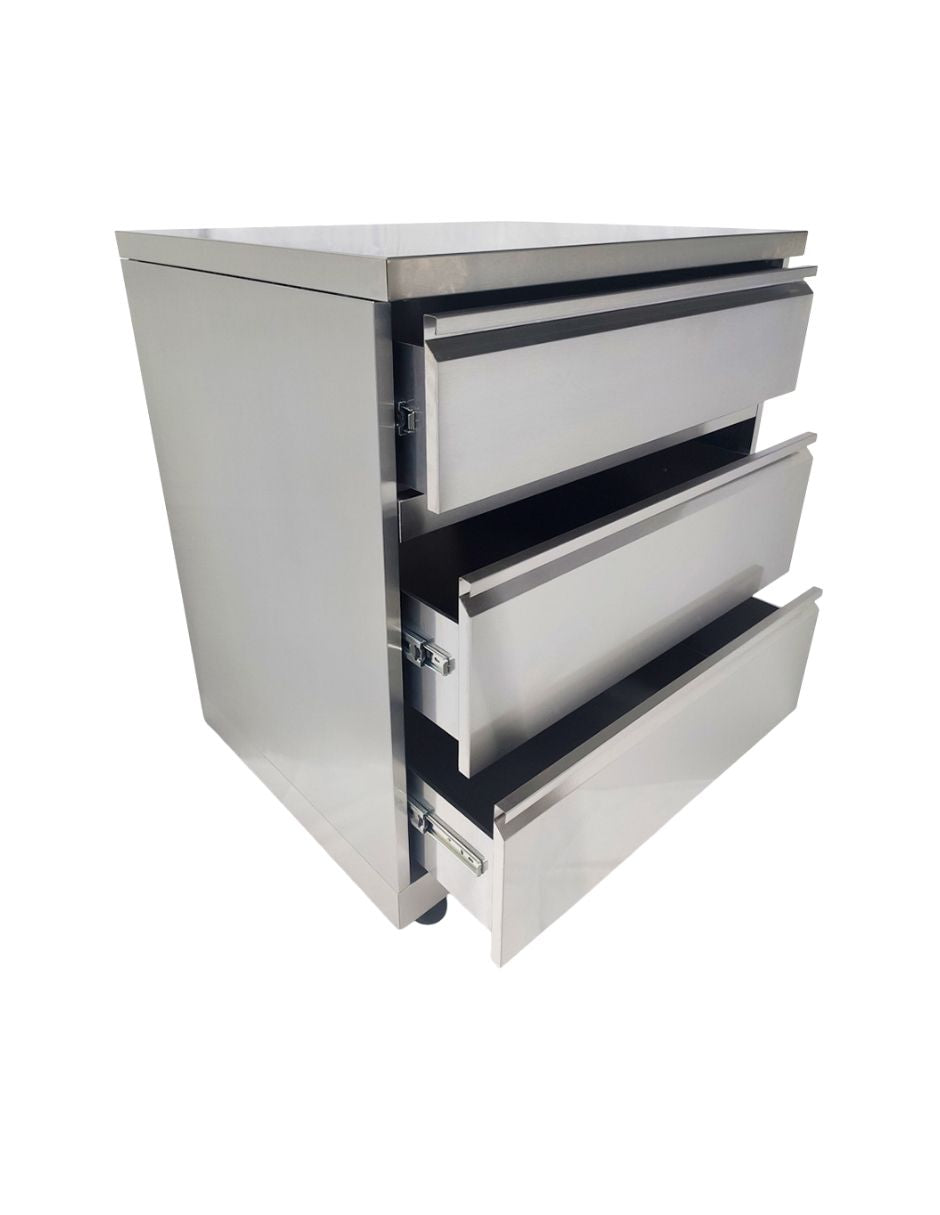 GABINETE DE ACERO INOXIDABLE CON 3 CAJONES OK3D01S-W