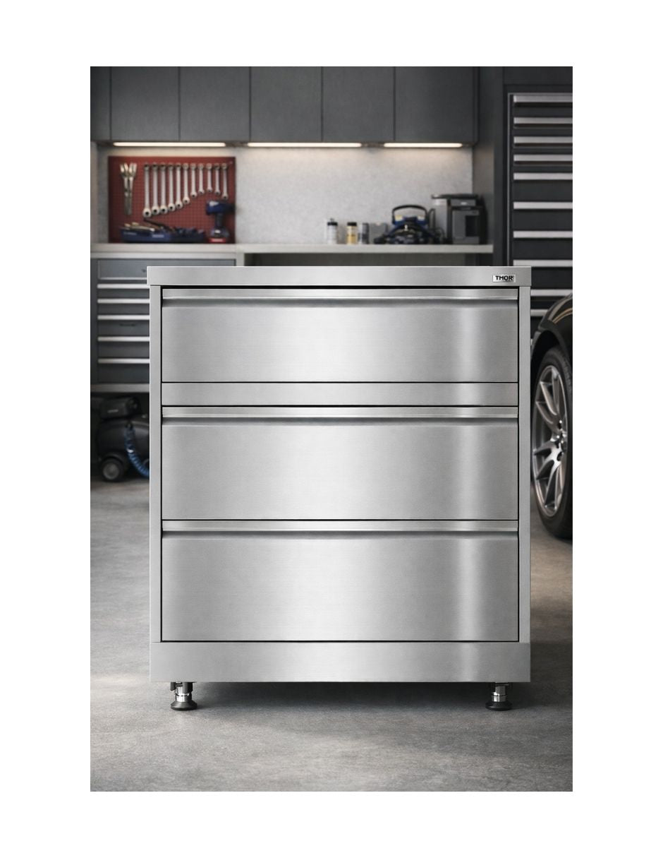 GABINETE DE ACERO INOXIDABLE CON 3 CAJONES OK3D01S-W